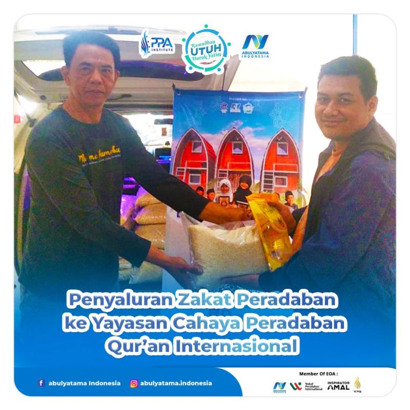 Penyaluran Zakat Peradaban LAZ Abulyatama Indonesia Ke Yayasan Cahaya Peradaban Qur`an Internasional